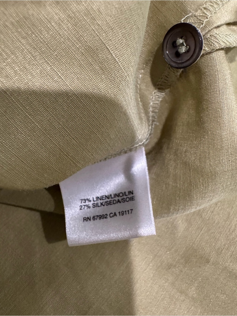 Sigrid Olsen Olive Green Collared Button-Front Top - Picture 6 of 9
